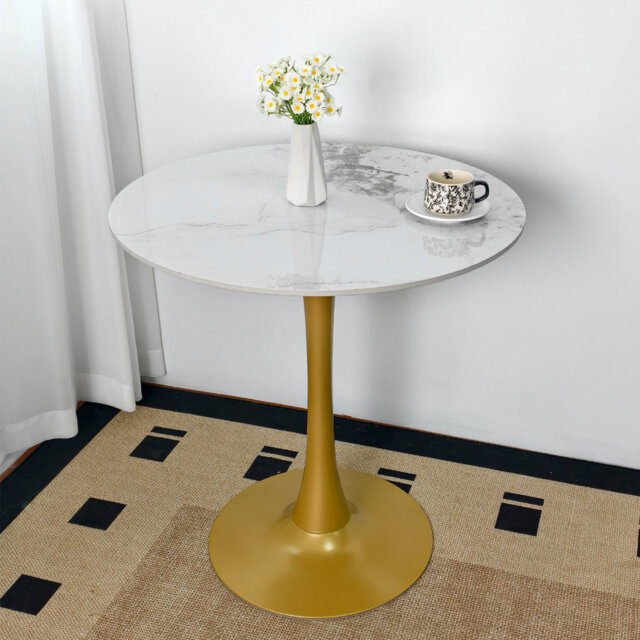 Cleofus Round Metal Base Dining Table