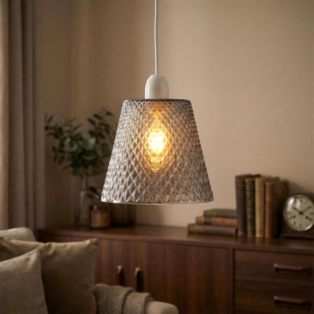 14.5cm H Glass Cone Lamp Shade in Silver