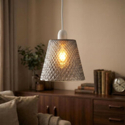 14.5cm H Glass Cone Lamp Shade in Silver