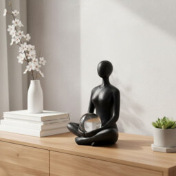"7.9"" Yoga Girl Abstract Statue - Zen Boho Home Office Decor"