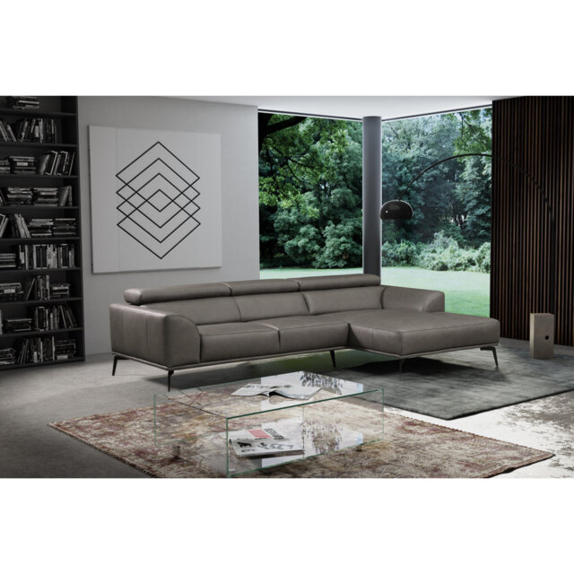 Blagovesta Genuine Semi-Aniline Leather Corner Sofa with Upholstered Frame