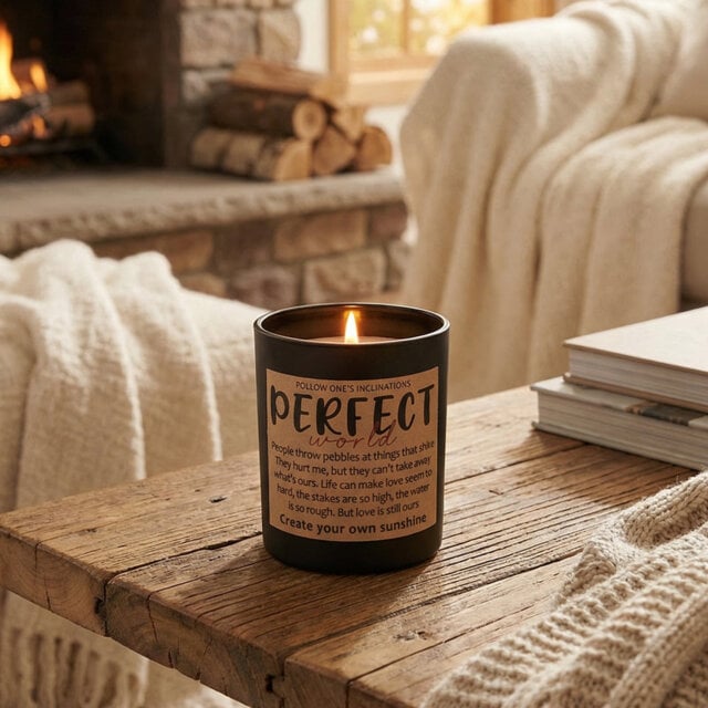 Black Glass Cup Soy Wax Scented Candle with Wooden Lid