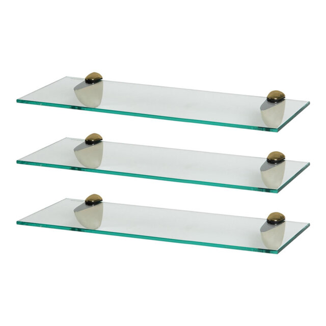Harbour Housewares - Floating Glass Shelves with Metallic Brackets