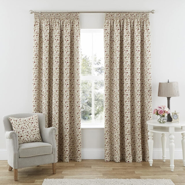 168 x 229 cm Floral Jacquard Lined Pencil Pleat Curtains Darkening Decoration Drapes 1 Pair