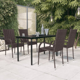 Rosalind Wheeler 5 Piece Outdoor Dining Set Black, 1 Table, 4 Chair