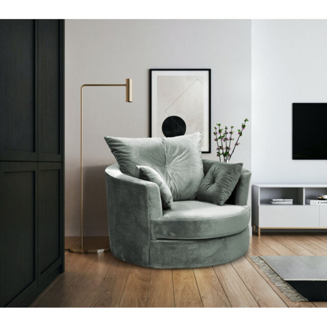 Konrad Upholstered Swivel Barrel Chair