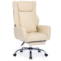 Seaberg Ergonomic PU Leather Office Chair with 3D Kneading Massage, Adjustable Backrest (90°-135°), Folding Armrest, Telescopic Footrest, 360° Swivel