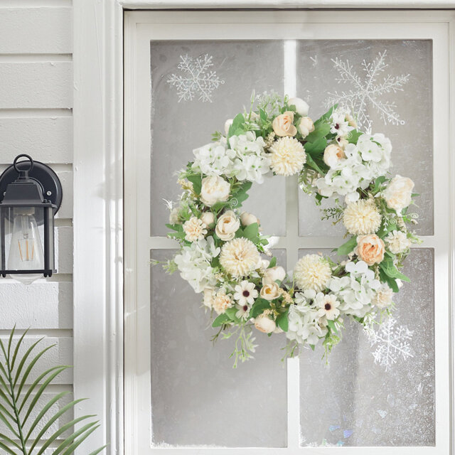 38cm Spring Artificial Peony Wreath Mixed Flowers for Wedding Decor