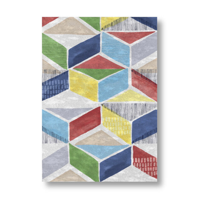 Loehr Flatweave Cotton Blue/Grey/Green Rug