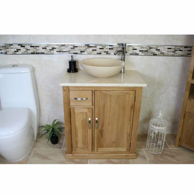 Deboer 750mm Single Bathroom Vanity with Vessel Stone Basin