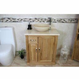 Deboer 750mm Single Bathroom Vanity with Vessel Stone Basin