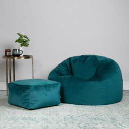 Bean Bag Bazaar Kingston Velvet Bean Bag and Square Footstool