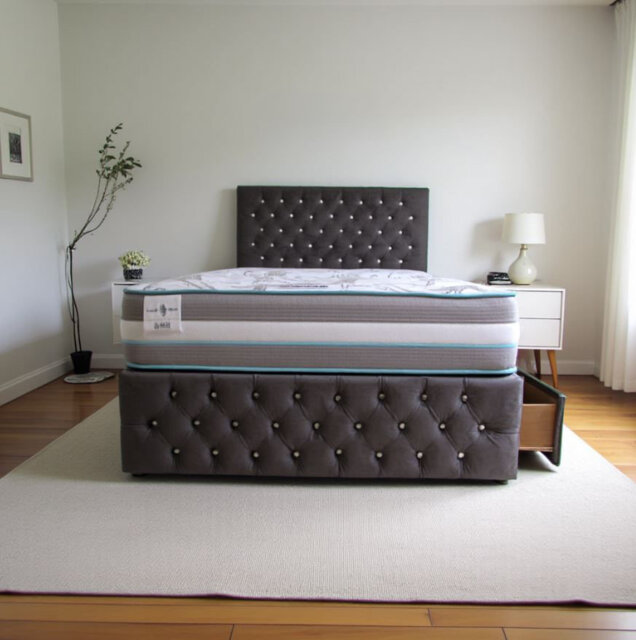 Upholstered Divan Bed with Mattress