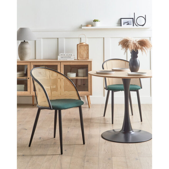 Annah 43cm H Polyester Upholstered Full Back Side Chair in Green