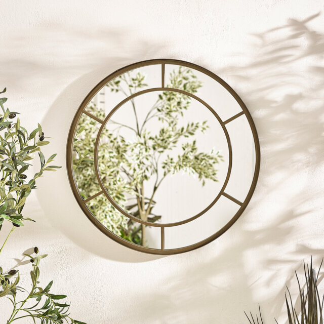 Alley Bronze Medium Round Window 70cm Garden Mirror
