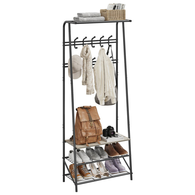 Coat Rack With Shoe Storage Bench, 4-In-1 Coat Rack,Shoe Storage Organizer With 5 Hooks