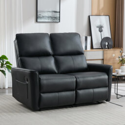 MADRID 2 SEATER MANUAL AIR LEATHER RECLINER SOFA GREY