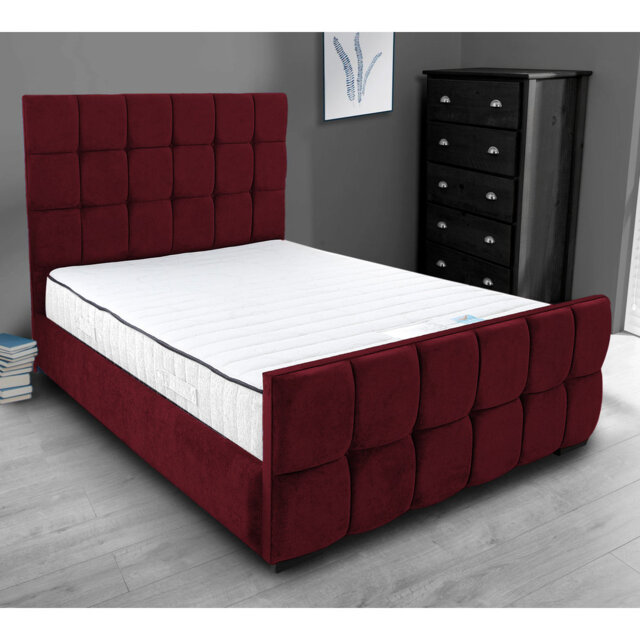 Merricks Contemporary Velvet Upholstered Bed Frame - Padded Headboard, Sprung Slats