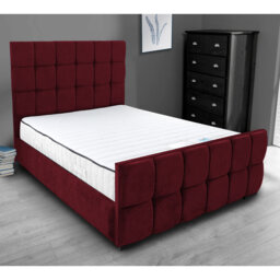 Merricks Contemporary Velvet Upholstered Bed Frame - Padded Headboard, Sprung Slats
