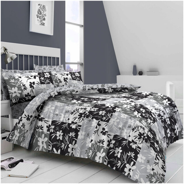Polycotton Floral Bedding Duvet Cover Set with Pillowcases - Available in Single Double King Machine Washable
