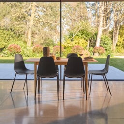 Whitewash Extendable Dining Table Set - 6 Seater - Burnt Dining Chairs