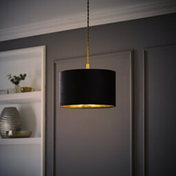 Aidar Linen Blend Drum Lamp Shade ( Slip-On ) in Black