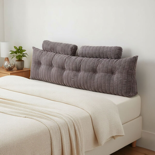 Cotton Grey Rectangular Backrest Cushion