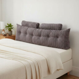 Cotton Grey Rectangular Backrest Cushion