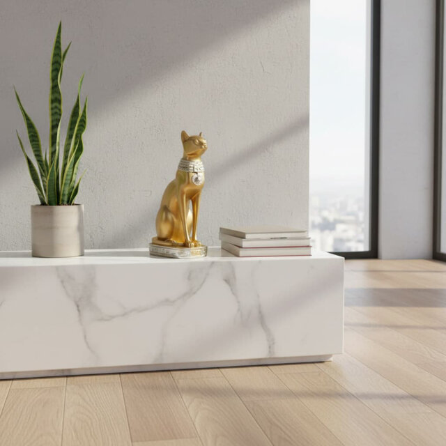 "9.4"" White Egyptian Bastet Cat Statue - Ancient Egypt Home Decor"