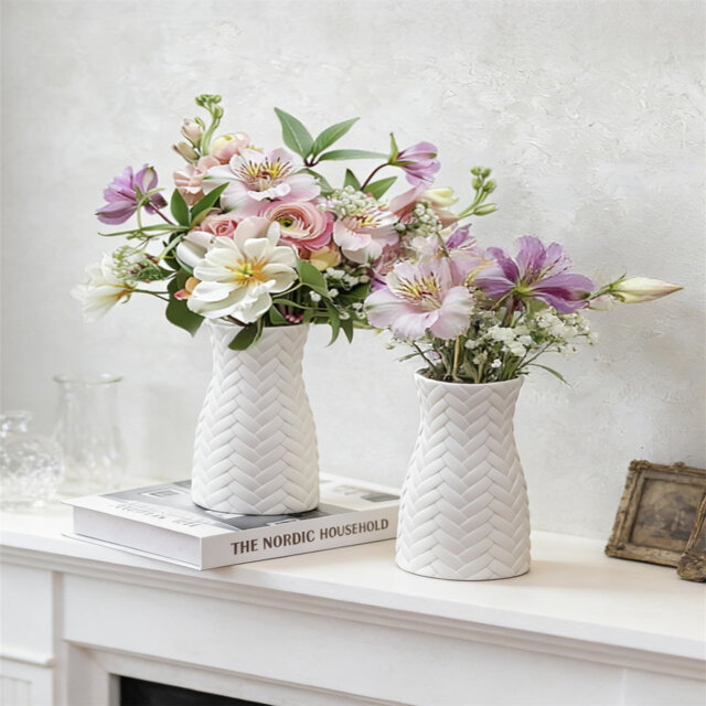 Ceramic Vase For Flower: 22 Cm Farmhouse Decorative Pampas Grass Vases For Living Room Kitchen Bedroom Bathroom