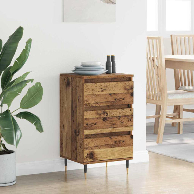 Sideboard With Drawer Black Oak 35 X 40 X 70 Cm Engineered Wood