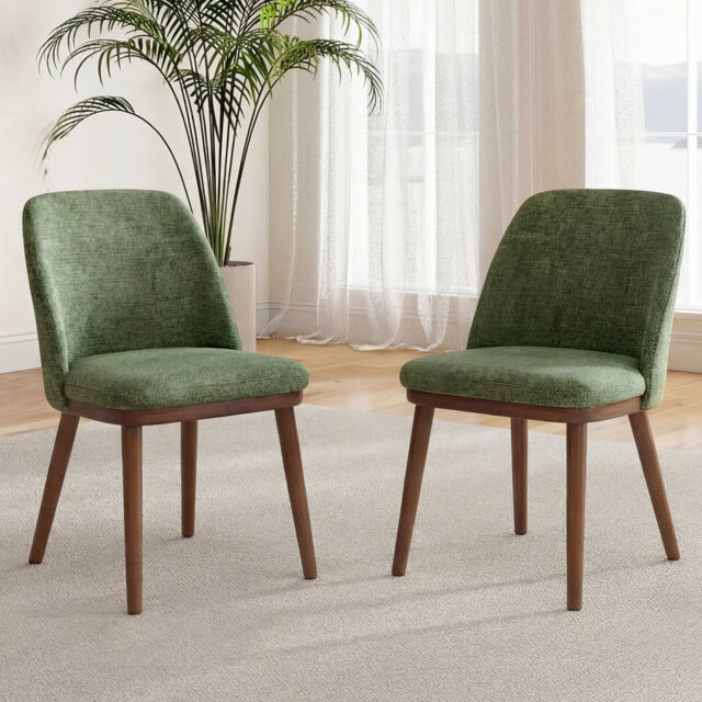 48cm H Fabric Upholstered Dining Chair Solid Wood Side Chair