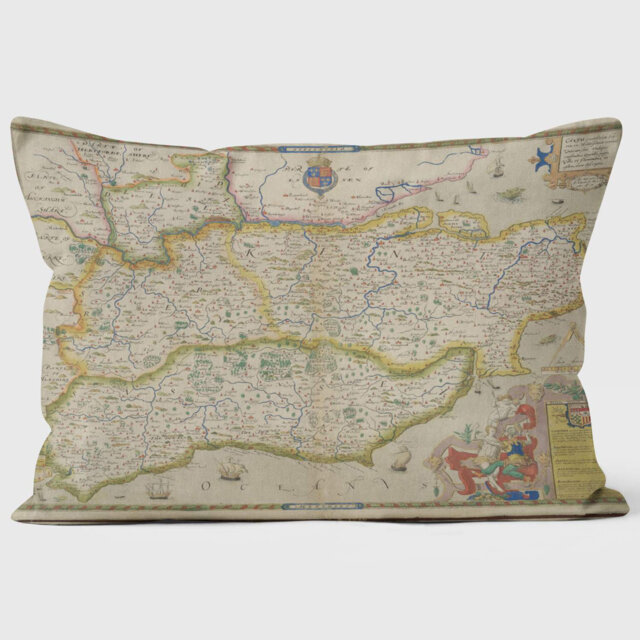 Map of Sussex & Kent 1579 British Library Cushion