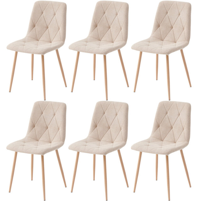 49cm H Linen Upholstered Side Chair in Beige