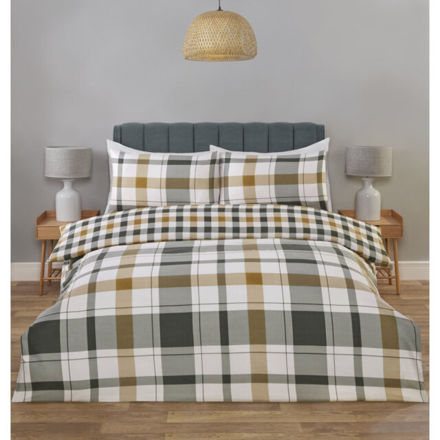 Braemar Check Polyester Plaid Duvet Cover Set
