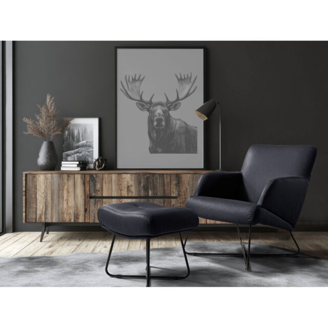 Averie Genuine Leather Designer Armchair With Footstool Included