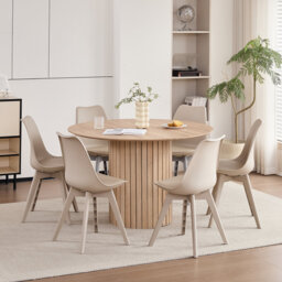 Modern Minimalist Dining Chair – Kitchen Chair with Padded Seat and Plastic Legs (Set of 4)
