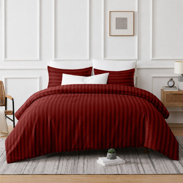 Striped Microfiber Complete Bedding Set - Duvet Cover, Deep Fitted Sheet & Matching Pillowcases