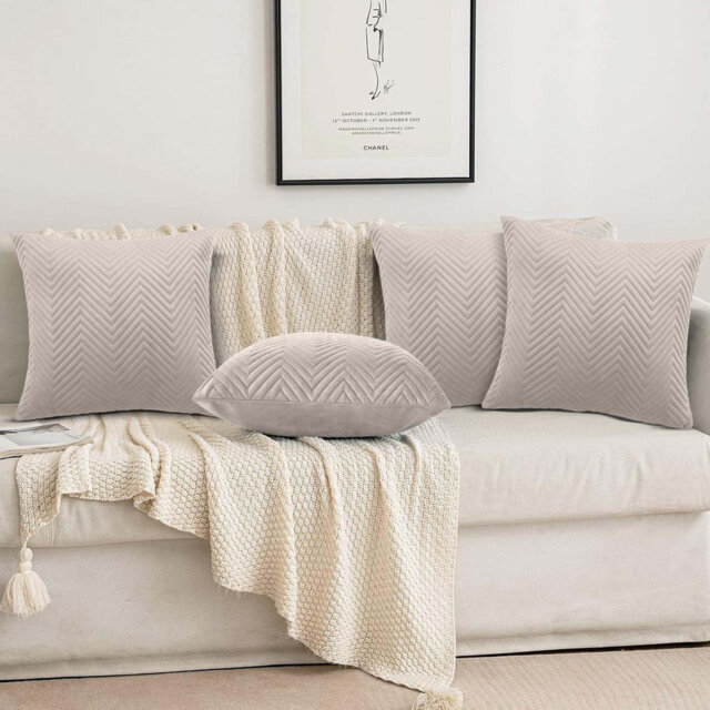Embossed Velvet Cushion Covers Set Of 4 – Soft Decorative Pillow Covers For Sofa & Bed - Elegant Luxury Home Décor