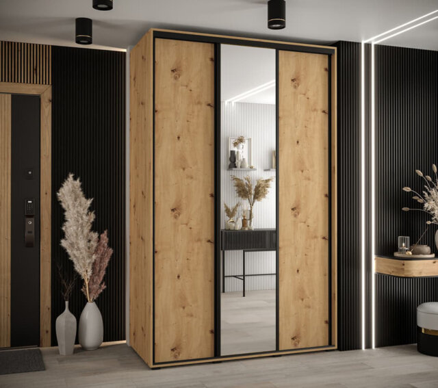 Darivs III Sliding Door Wardrobe - Premium Laminated Board - PVC-Finished Edges - W150cm