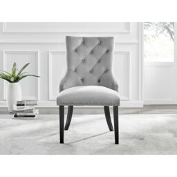 Industrial Design White & Grey Marble Effect Melamine Dining Table Set with 2 Button Velvet Chairs