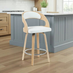 Tseng Swivel Upholstered and Faux Leather Bar Stool