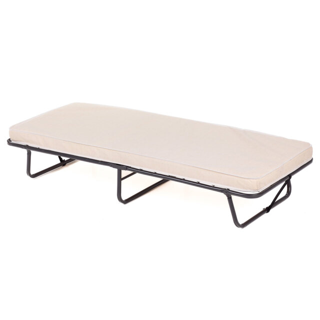 190 x 80 cm Folding Bed Portable Guest Bed with Mattress-Beige