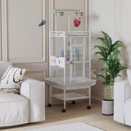 152cm Large Bird Cage with Rolling Stand, Metal Parrot Cage with Play Top & 4 Stainless Steel Bowls, Birdcage Pet House for Conure Cockatiel Parakeet