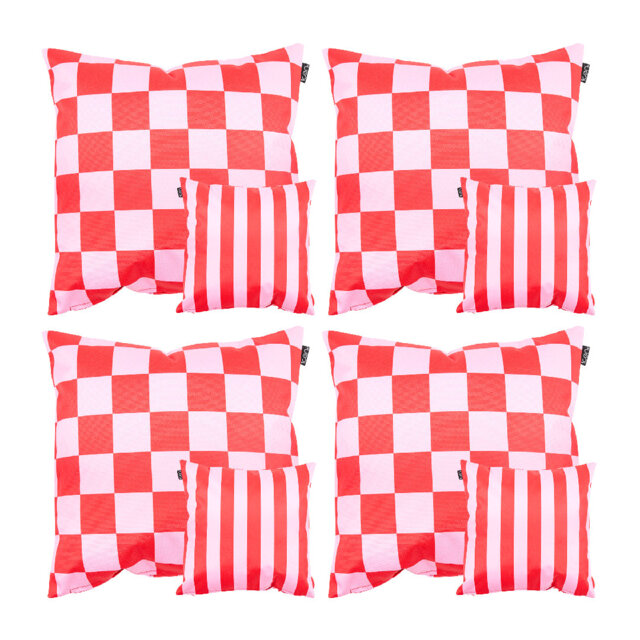 icon Indoor and Outdoor Checkerboard Waterproof Filled Cushion Pink 4x