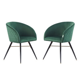 Goddard Mordern Tub Dining Chairs- Upholstered in Velvet, Cushion Padded With Metal Legs- Armchair Room Kitchen Living Room