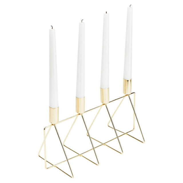 Gold 4 Stem Candle Holder Stand Ornament Wedding Tabletop Home & Christmas  Decor