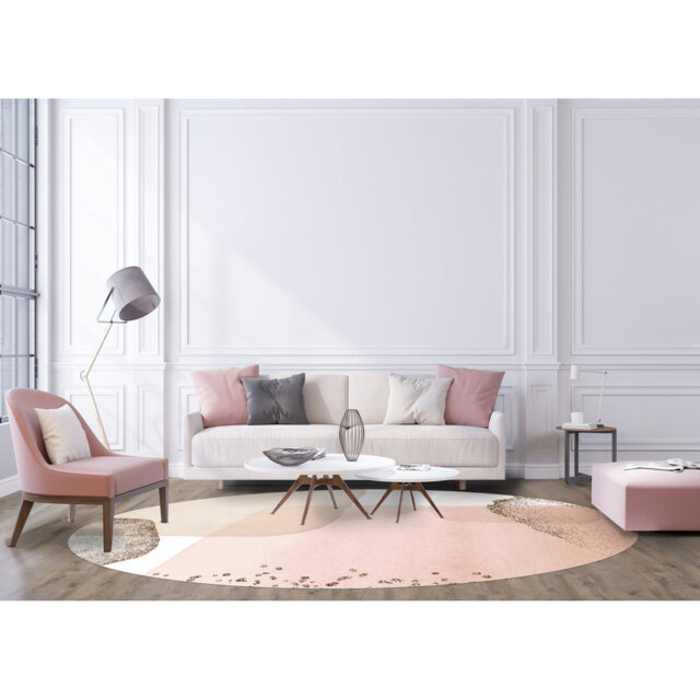 Vinyl Floor Mat for Home, modern style, non-slip PVC, Larissa [Diam] 100 cm
