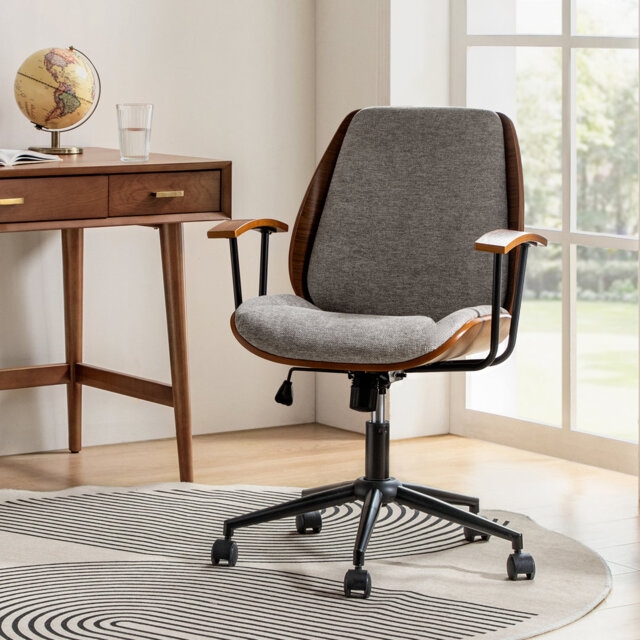 Luis 62.8cm W Modern Polyester Swivel Office Chair