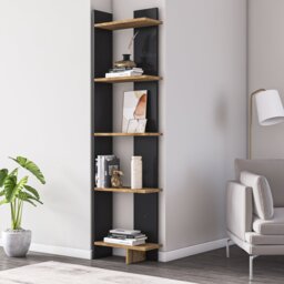 Alice 170cm H x 45cm W x 22.cm D Corner Bookcase Bookshelf Shelving Unit